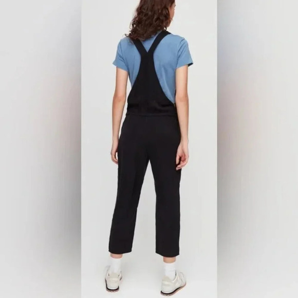 Aritzia Wilfred  Free Valletta Cropped Twill Overalls Black Size Small - Picture 3 of 9